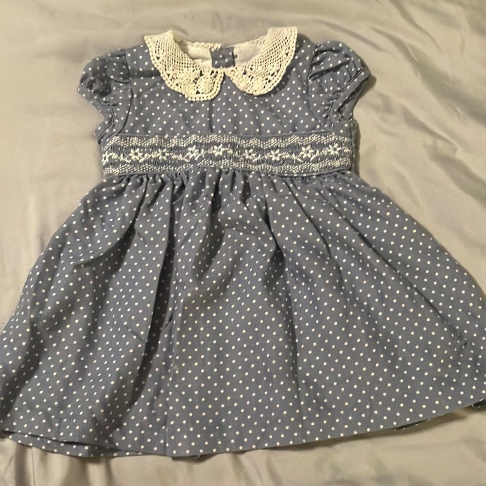Bonnie baby, 18 month polka dotted light blue dress